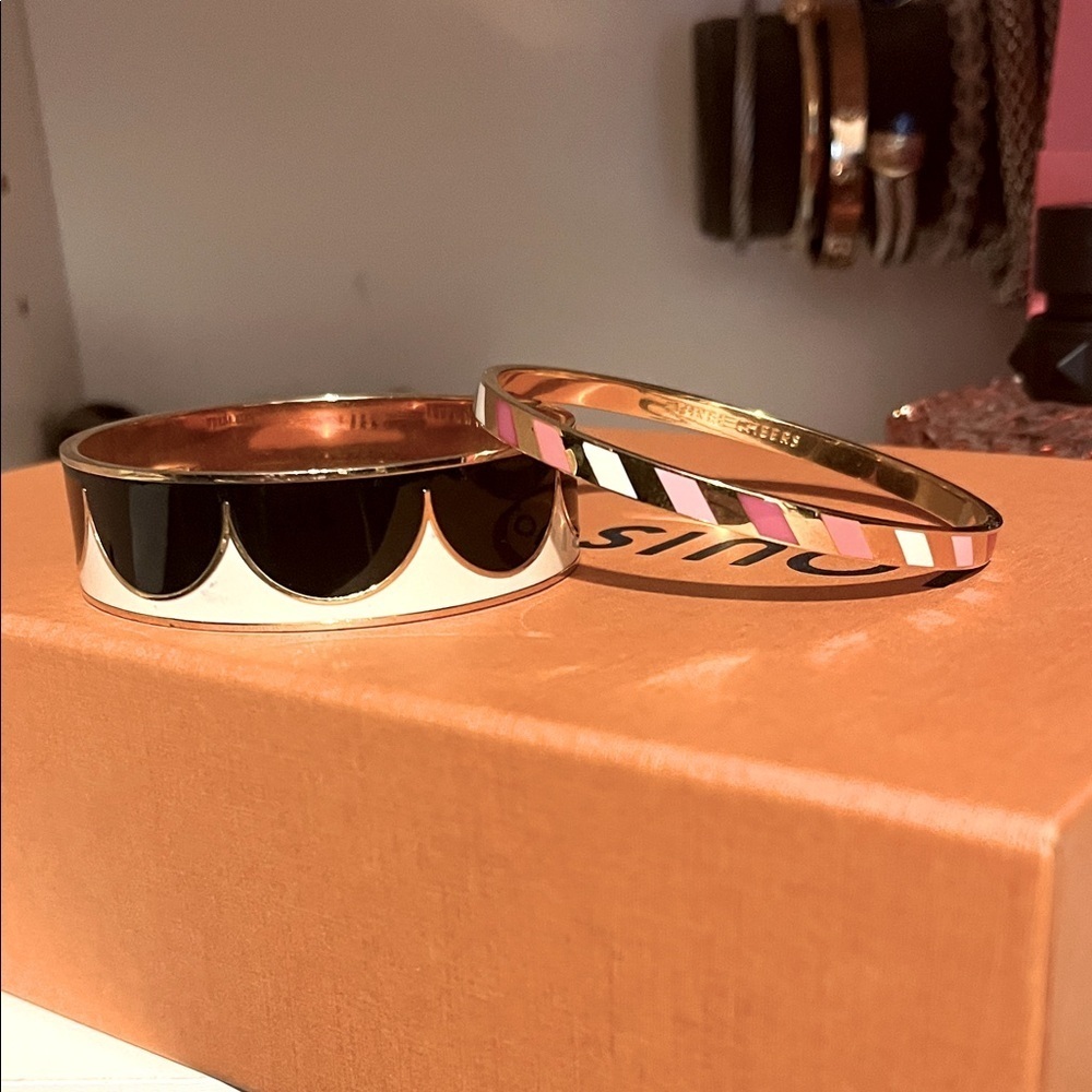 Kate Spade Black and Pink Enamel Bangles 2